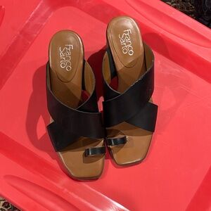 Franco Sarto Black Leather Mules